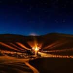 People Having Bonfire at Desert at Night